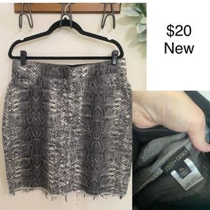 Snakeskin Print Denim Skirt